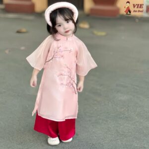 Ao Dai For Girls With Hand-Embroidered Motifs